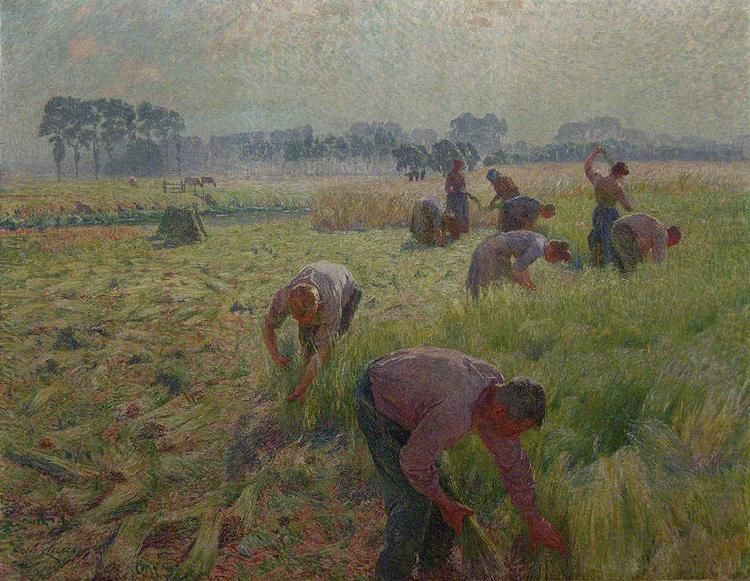 Flax harvesting, Emile Claus